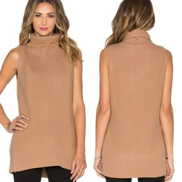 Vince Sweaters Vince Wool Cashmere Blend Sleeveless Turtleneck